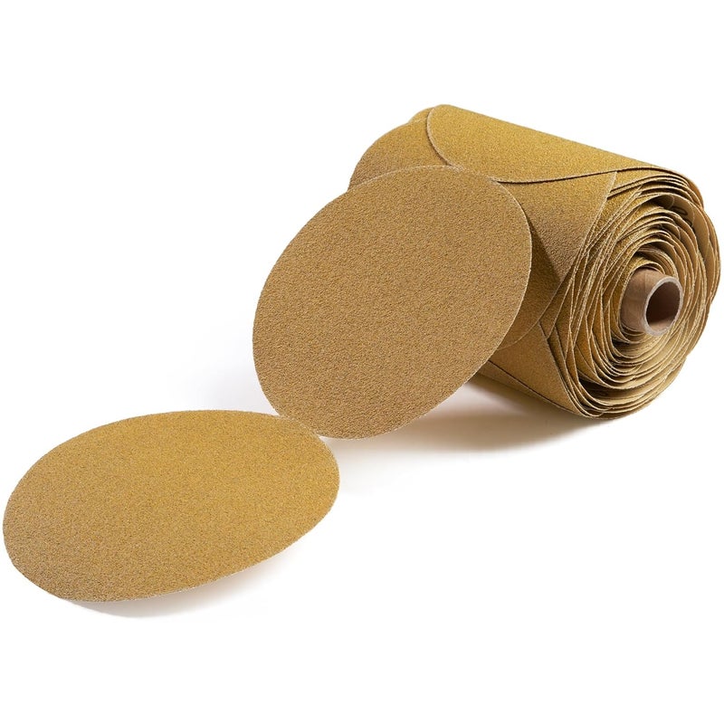 Shawya 100 PCS 6 Inch Gold PSA Sanding Discs 60 Grit Self Adhesive Sticky-Back Sandpaper for DA Sander Automotive Car Paint Woodworking Wood Metal Finishing - Image 1